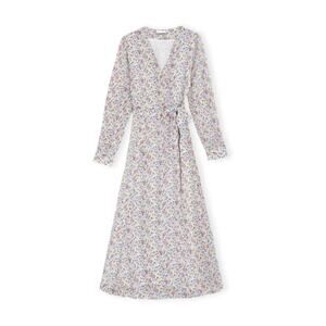 GANNI Egret white floral maxi midi wrap viscose spring summer cottagecore dress